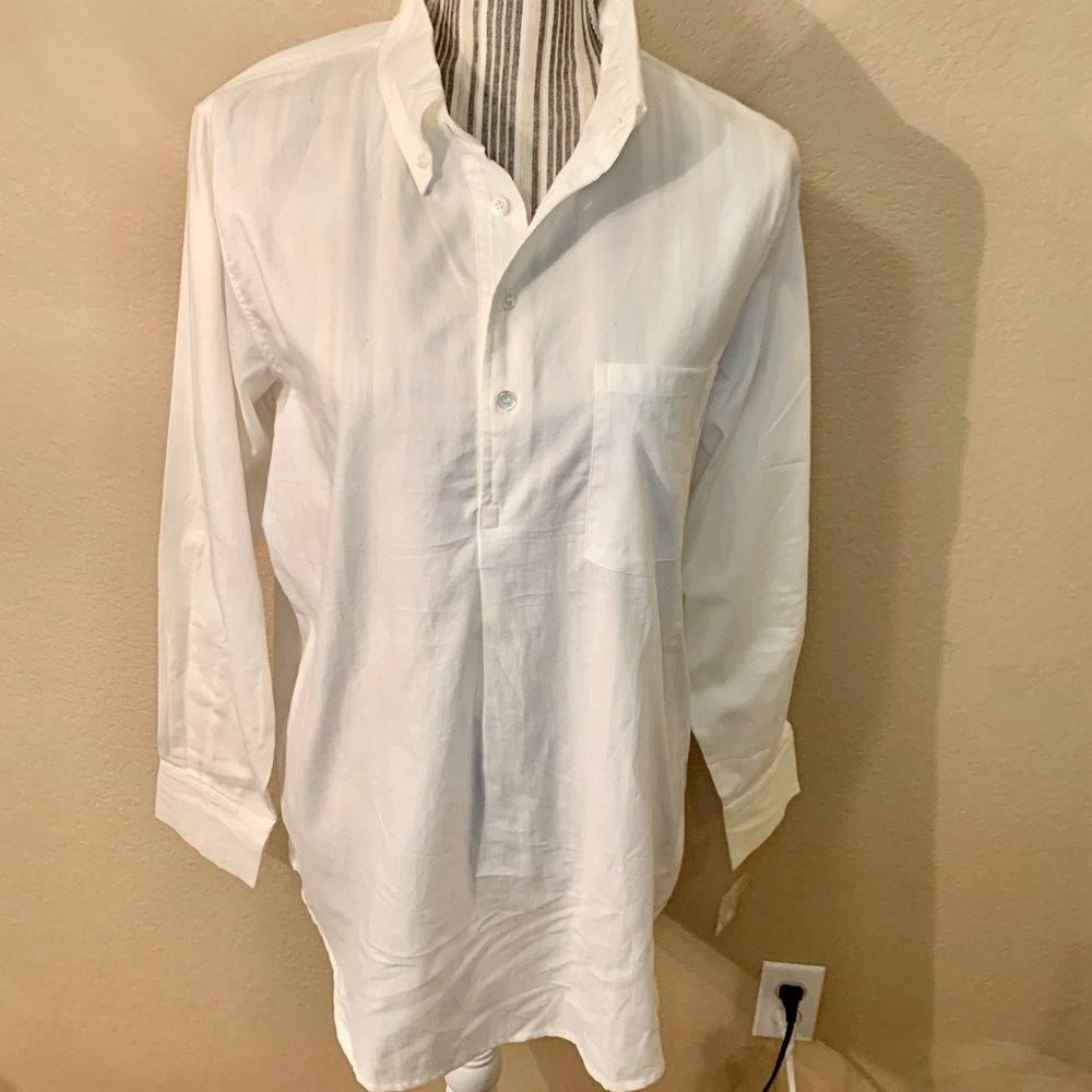 NEW Spiegel Blouse Medium 100% Cotton White Long Collar Buttons Business Casual